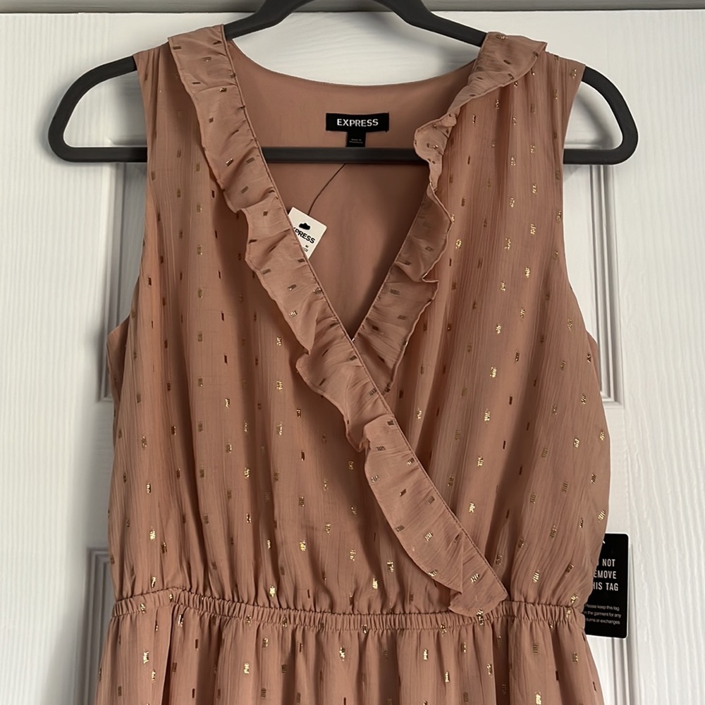NEVER WORN- M- EXPRESS Pink Metallic Maxi Dress - Picture 2 of 7